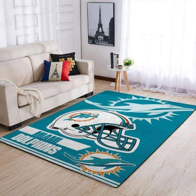 Miami Dolphins Area Rug NFL Area Rug Kitchen Rug Indoor Rug Rectangle Carpet