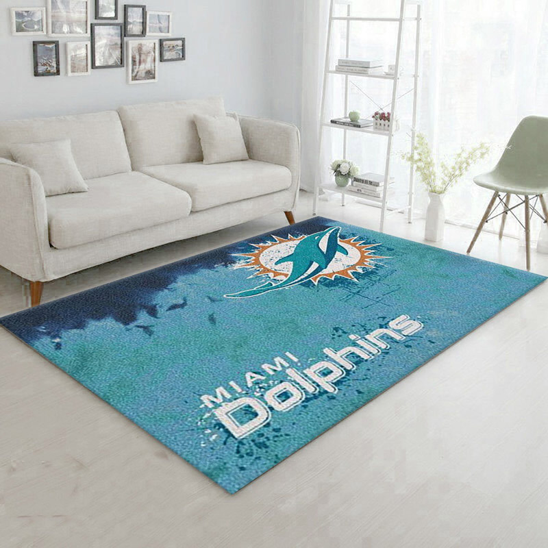 Miami Dolphins Area Rug NFL Area Rug Dining Room Rug Indoor Rug Rectangle Carpet