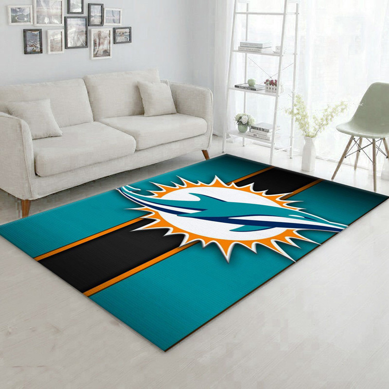 Miami Dolphins Rug NFL Area Rug Kitchen Rug Indoor Rug Rectangle Carpet
