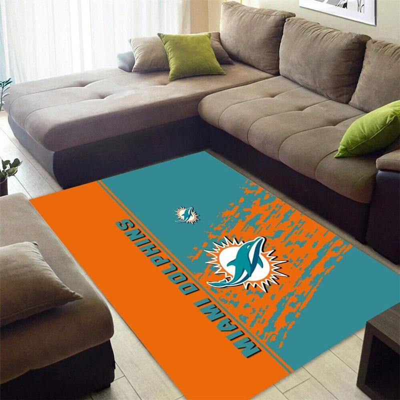 Miami Dolphins Rug NFL Area Rug Bathroom Rug Indoor Rugs Rectangle Carpet