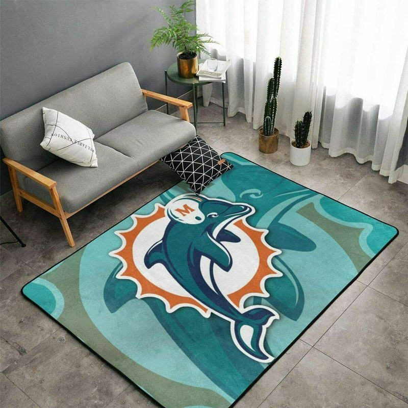 Miami Dolphins Rug NFL Area Rug Bedroom Rug Indoor Rug Rectangle Carpet