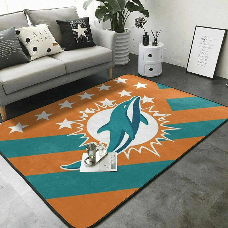 Miami Dolphins Rug NFL Area Rug Bathroom Rugs Indoor Rugs Rectangle Carpet