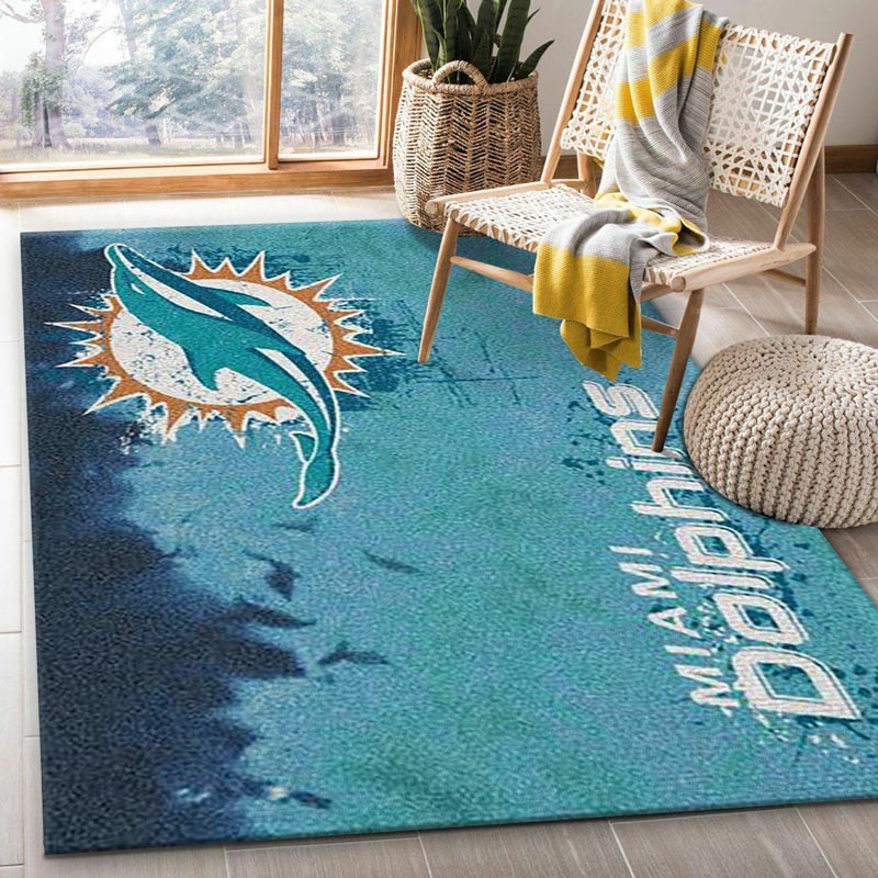Miami Dolphins Rug NFL Area Rug Bedroom Area Rug Indoor Rugs Rectangle Carpet