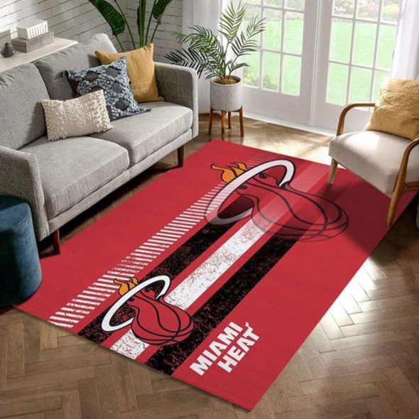 Miami Heat Area Rug NBA Area Rug Dining Room Rug Indoor Indoor Rugs Rectangle Carpet
