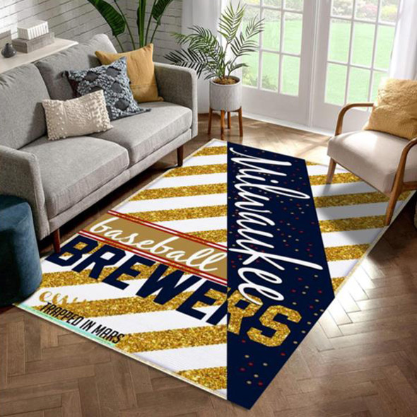 Milwaukee Brewers Rug MLB Area Rug Bedroom Rug Indoor Rug Rectangle Carpet
