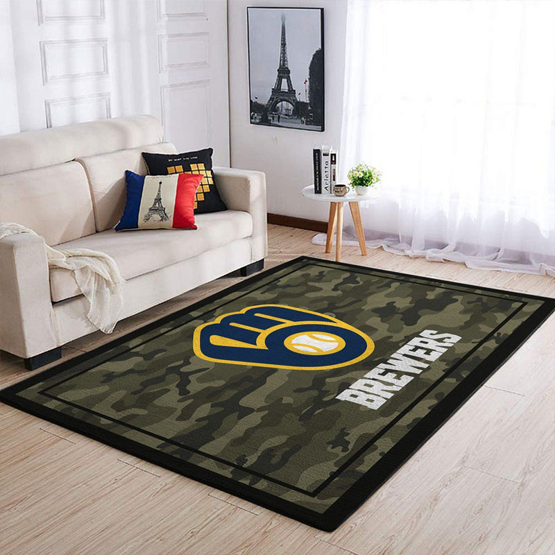 Milwaukee Brewers Area Rug MLB Area Rug Kitchen Rug Indoor Rug Rectangle Carpet