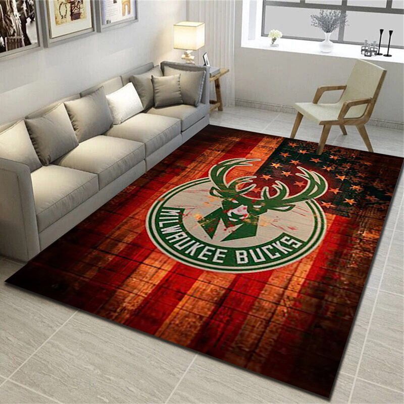 Milwaukee Bucks Rug NBA Area Rug Dining Room Rugs Indoor Rugs Rectangle Carpet
