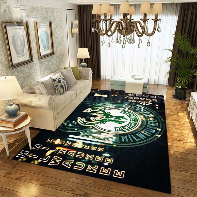 Milwaukee Bucks Area Rug NBA Area Rug Living Room Area Rug Indoor Indoor Rugs Rectangle Carpet