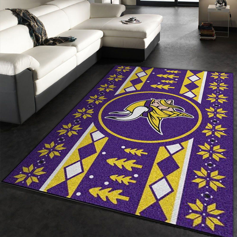 Minnesota Vikings Rug NFL Area Rug Dining Room Rug Indoor Indoor Rug Rectangle Carpet