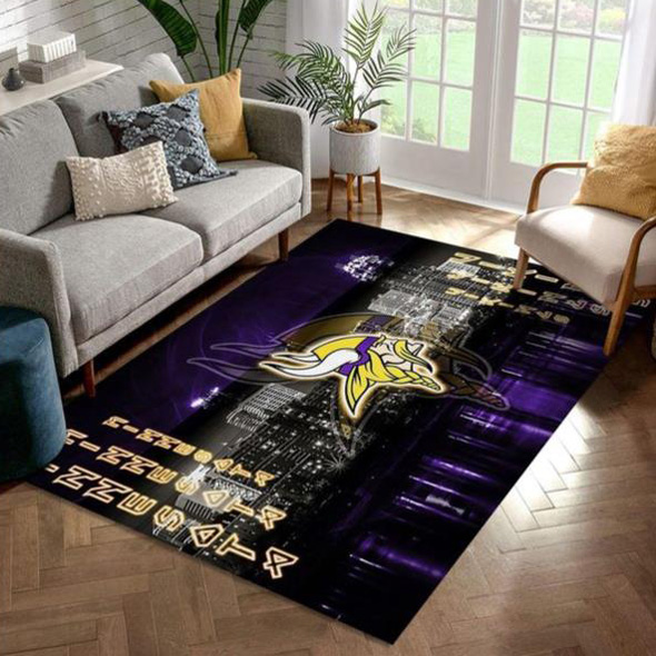 Minnesota Vikings Rug NFL Area Rug Living Room Area Rug Indoor Rugs Rectangle Carpet