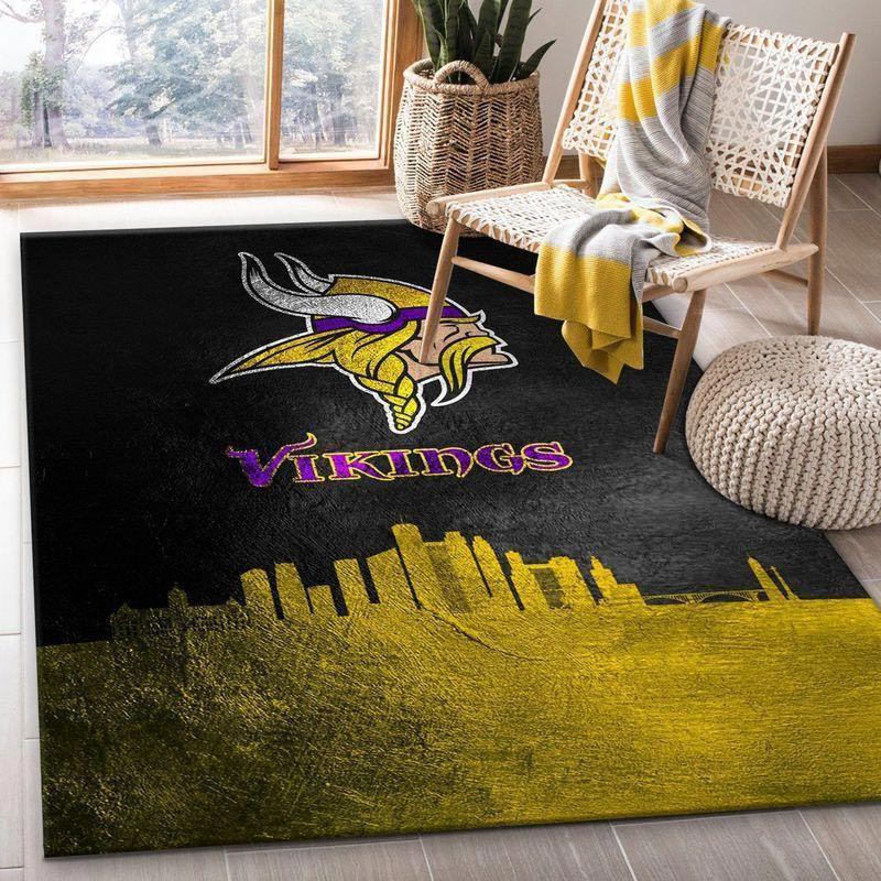 Minnesota Vikings Area Rug NFL Area Rug Dining Room Rugs Indoor Rugs Rectangle Carpet