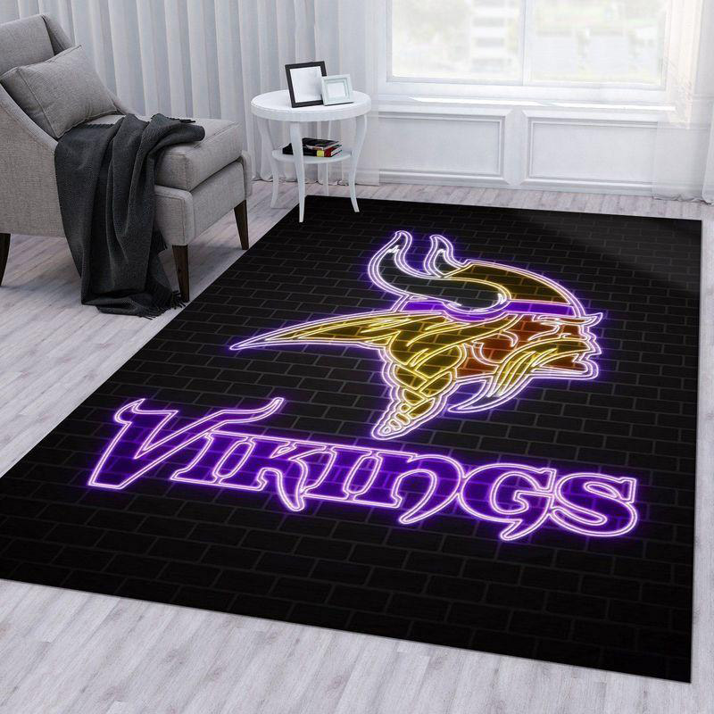 Minnesota Vikings Area Rug NFL Area Rug Bedroom Rug Indoor Indoor Rug Rectangle Carpet