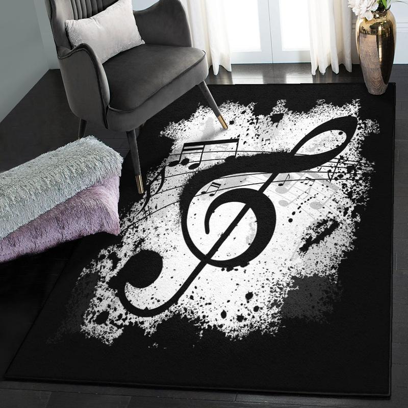 Music Note Large Living Room Rugs Music Note Black Rug