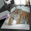 panthera tigris washable area rugs tiger in the snow rug