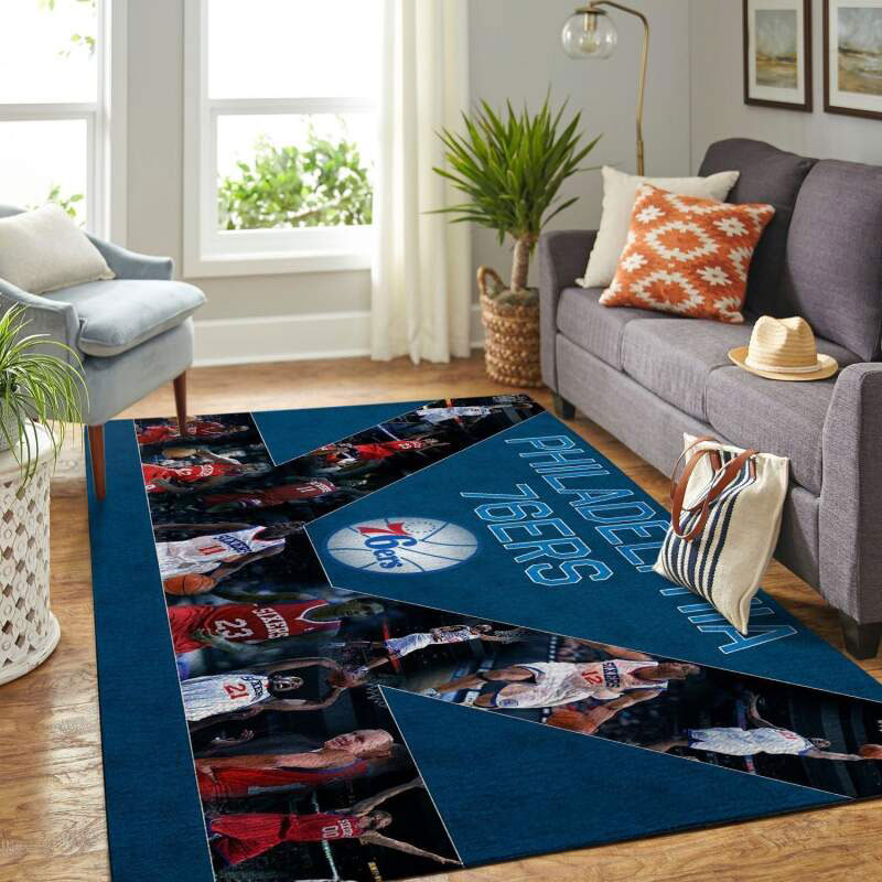 Philadelphia 76ers Area Rug NBA Area Rug Dining Room Rug Indoor Rug Rectangle Carpet