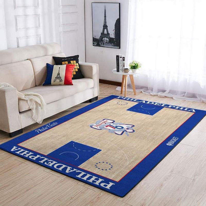 Philadelphia 76ers Area Rug NBA Area Rug Bathroom Rug Indoor Rug Rectangle Carpet