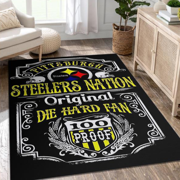 Pittsburgh Steelers Area Rug NFL Area Rug Living Room Area Rug Indoor Rugs Rectangle Carpet