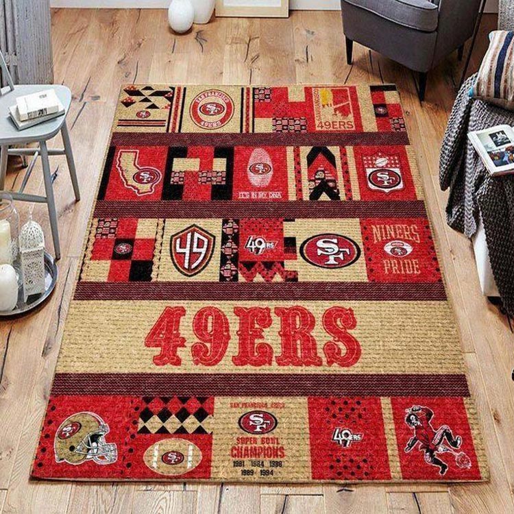 San Francisco 49ers Area Rug NFL Area Rug Dining Room Rug Indoor Rugs Rectangle Carpet