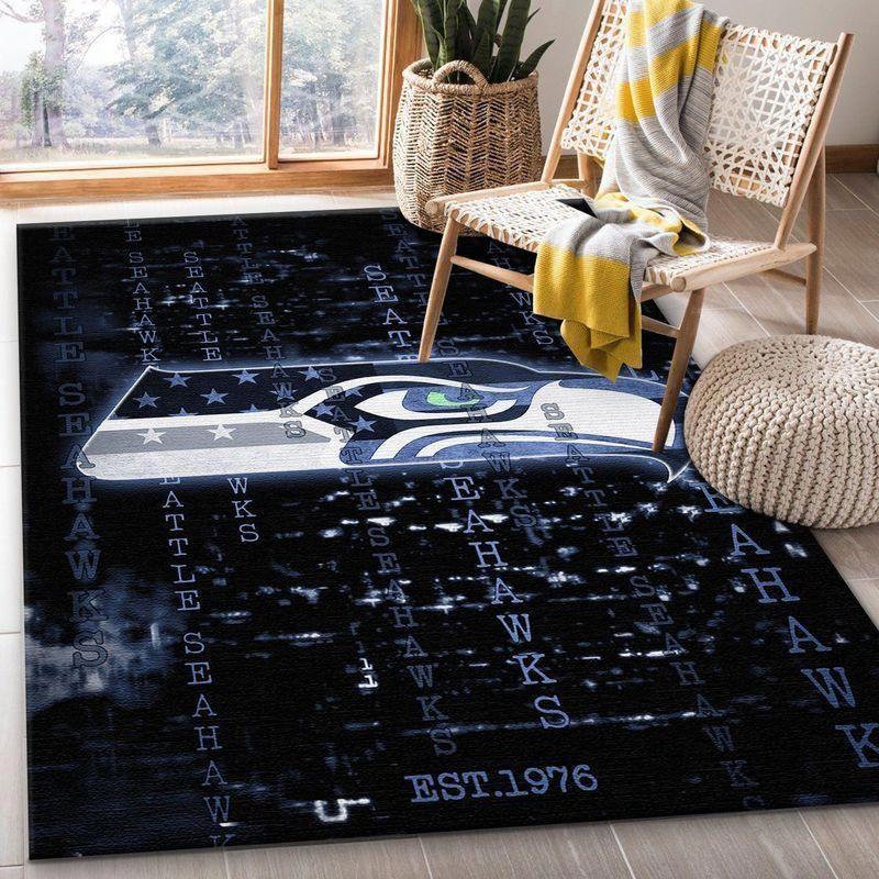 Seattle Seahawks Rug NFL Area Rug Kitchen Rug Indoor Rugs Rectangle Carpet