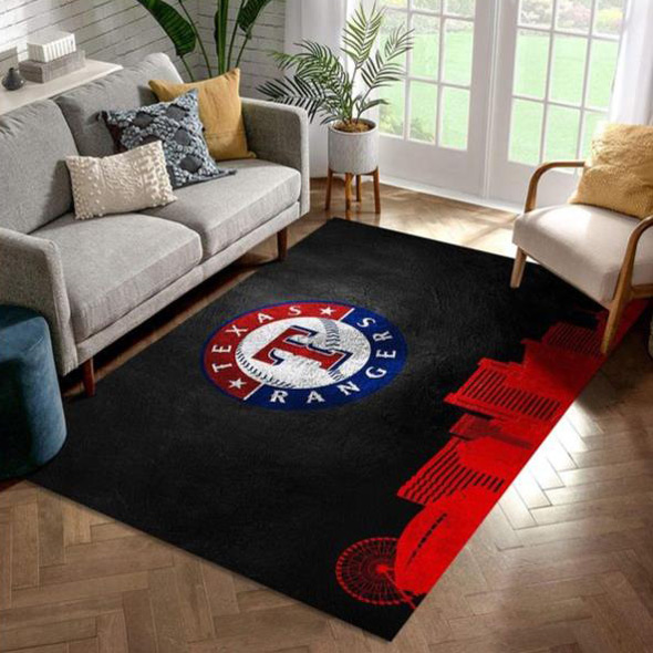 Texas Rangers Rug MLB Area Rug Bedroom Area Rug Indoor Rug Rectangle Carpet